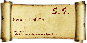 Svecz Irén névjegykártya